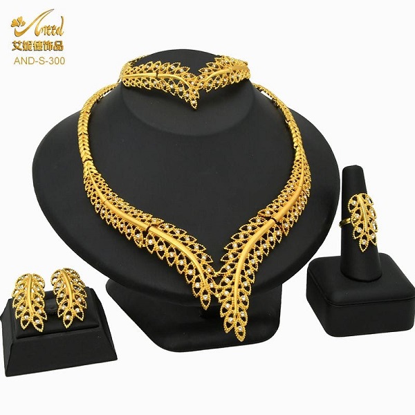 Gold plated Bridal Jewellery set Wedding Set Party Set 4pcs Bridal Jewelry Set For Women