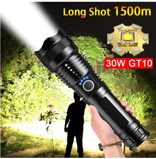 XHP50 Waterproof High Lumens LED Flashlight USB Torch Zoom Light