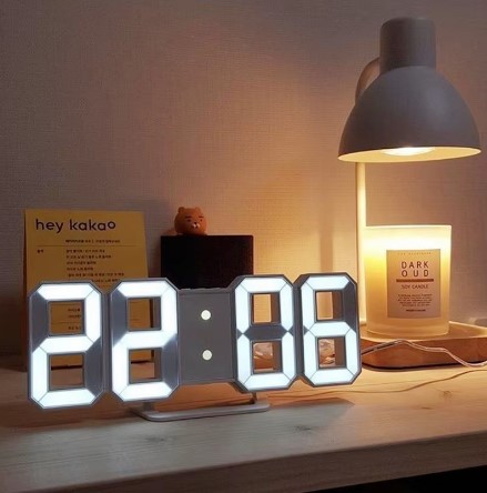 3D Digital Wall Clock LED Table Clock Time Alarm Temperature Date Sound Control Night Light With Remote Control Clock